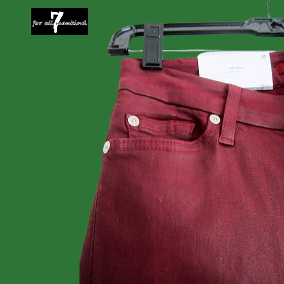 7 For All Mankind NEW Glam Rock  BORDEAUX Coated Super Skinny Jean 25 - Picture 4 of 12